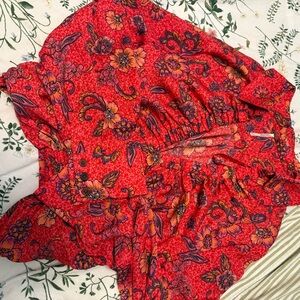 Floral Red Blouse